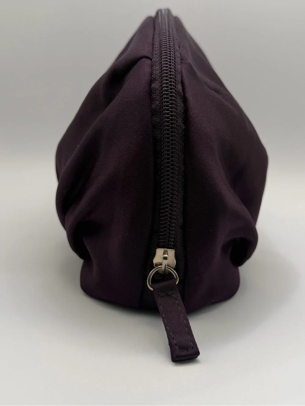 Lancome Plum Curved Satin Zip Pouch